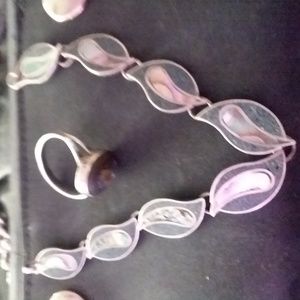 VTG mexico sterling abalone ring and bracelet